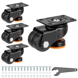Finnhomy Leveling Casters Set of 4 Heavy Duty Retractable Wheel 80F Low Profile Swivel Workbench Castors 4200 Lbs Industrial Leveling Machine Double Casters for Equipment Workbench Furniture