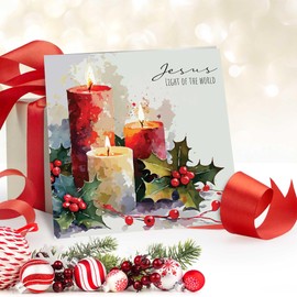 Christian Christmas cards, pack of 10 - Candlelight, with Bible verse john 8:12 inside these religious Christmas cards, by Just Cards Direct
