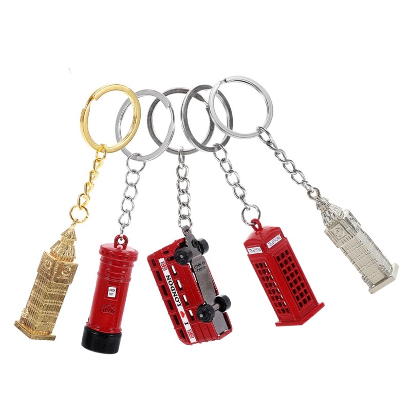 COHEALI 10pcs Souvenir London Bus Keychain British Key Holder British