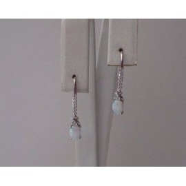 Unbranded DANGLING 925 STERLING SILVER HOOK STYLE EARRINGS W/ 1.50 CT OPAL / ACCENTS