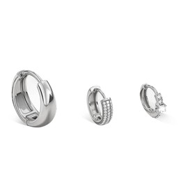 CUEMOON 3 Paar Creolen Set, Ohrringe Kreolen kleine Creolen hypoallergen, Chirurgenstahl, Kreierter Zirkon