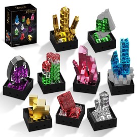 Mineral Building Block Set for Adults, 9 Pack Geology Rock Collection Gemstone Bonsai Building Toy, Creative Home and Office Decor for Men and Women, Birthday Gifts for Mineral Lovers 14+(614 PCS)