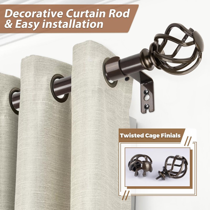 KAMANINA Extra Long Curtain Rods for Windows 120 to 170