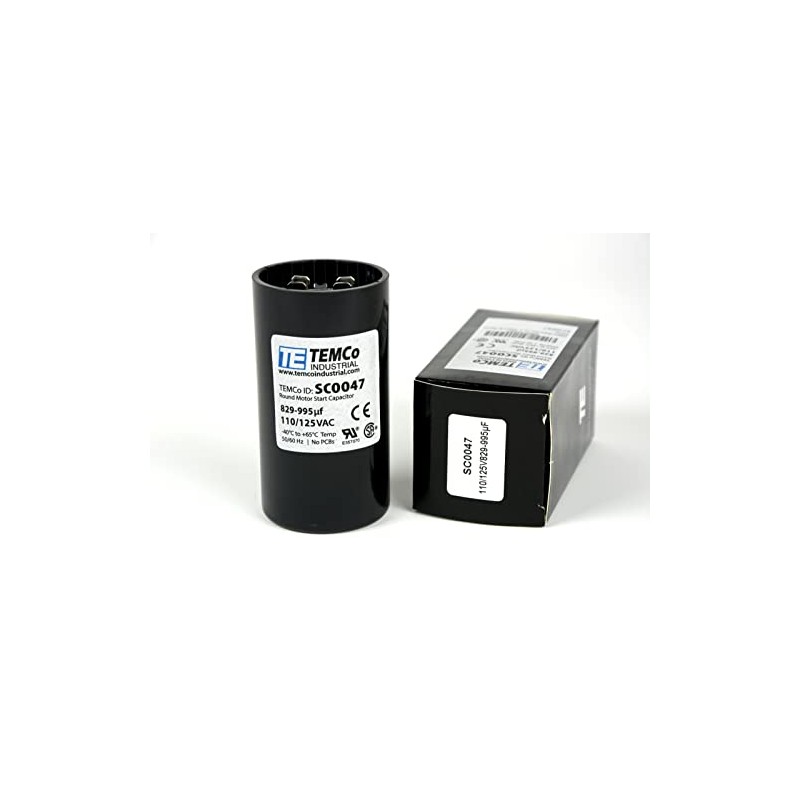 TEMCo 829-995 uF MFD CD60 Start Capacitor 110-125V AC Round