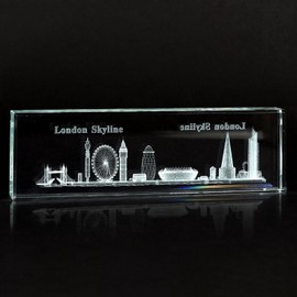 SAJAK 3D London Skyline Etched Crystal Quartz Glass Lazer Engraved Collectible Ornament Keepsake for Living Room Home Decor for Gifts Party