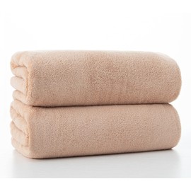Bath Towel, Set of 2, Sand Beige, 27.6 x 55.1 inches (70 x 140 cm), Large, Fluffy, Hotel Specifications, Towel, Soft Touch, Absorbent and Quick Drying, Beauty Towel, Commercial Use, Salon Towel,