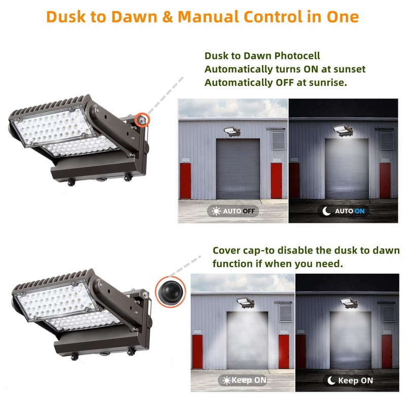 Dusk to Dawn 120W Rotatable LED Wall Pack Light, 5000K