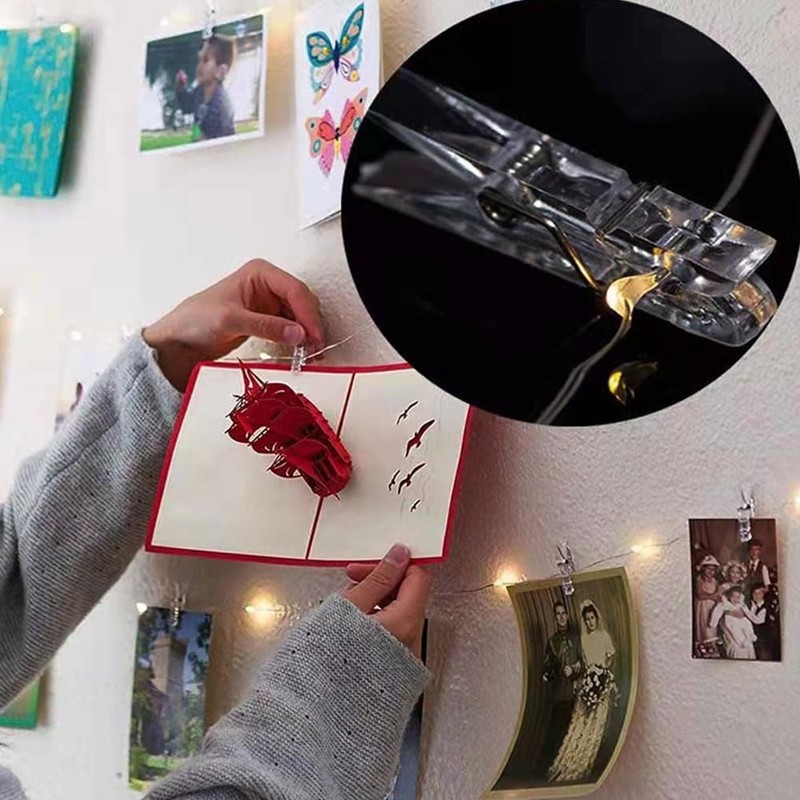50pcs Clear Small Clips, Transparent Plastic Clear Clips Binder Photo