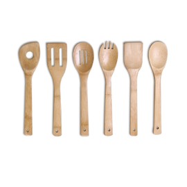 Adeco 6 Piece Kitchen Utensil Tool Set, Bamboo