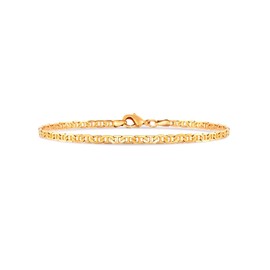 Barzel 18K Gold Plated Flat Marina Link Anklet for Women - Made In Brazil (9.00)