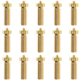 15pcs V6 Volcano Brass Nozzle 0.6mm Extruder Nozzles 3D Printer Brass Volcano Nozzles M6 Thread for V5 V6 0.6mm for 1.75mm Filament 3D Printer
