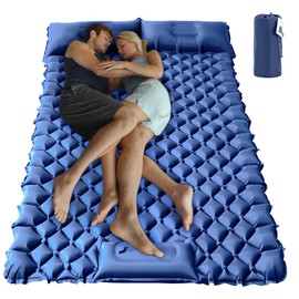 ONTYZZ Double Ultralight Inflatable Sleeping Pad 2 Person Camping Sleeping Pad Waterproof Sleeping Pad Built-in Foot Pump for Camping, Blue
