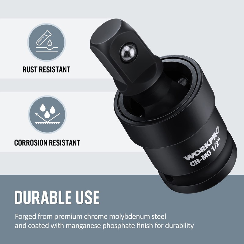WORKPRO Impact Universal Joint Set, 3 Piece-1/2", 3/8", 1/4"Inch Drive