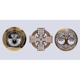 Exclusively Irish Set of 3 Wall Hangs Antique Brass Collection of Claddagh Celtic Cross Tree of Life Home Decor Art House Present Plaque Accessories Irish Housewarming Gift