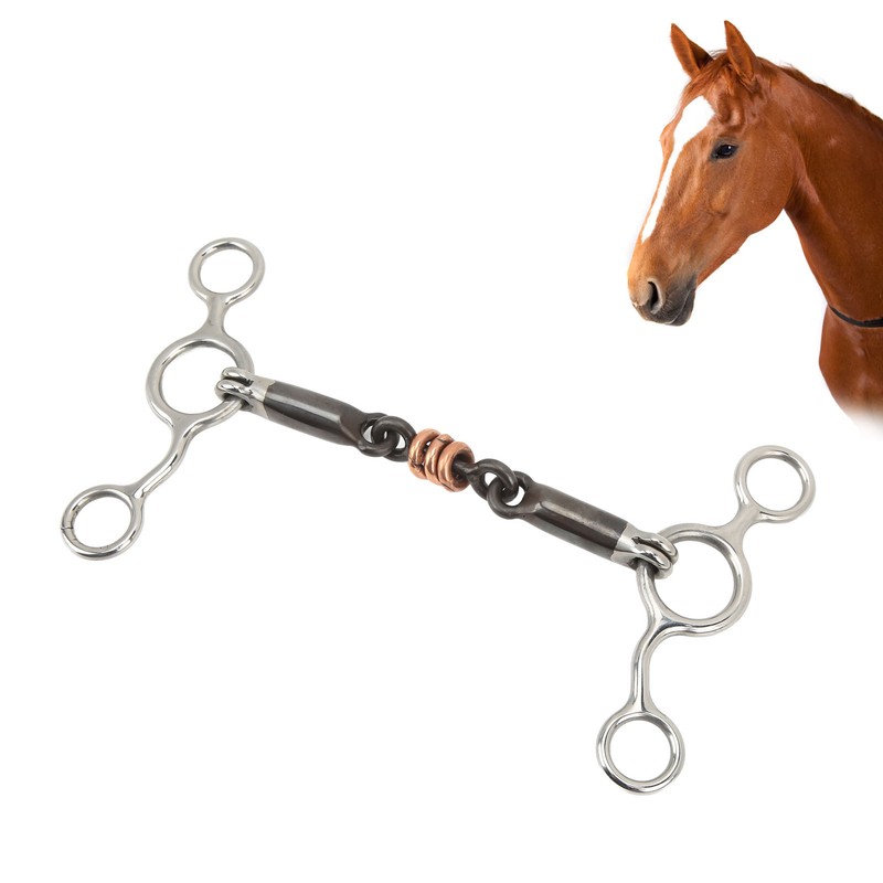 Horse Gag Ring Snaffle Stainless Steel Brass 145mm Mouthpiece Horse