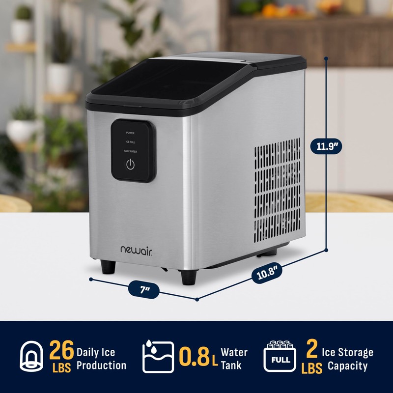 Newair 26 lbs. Mini Ice Maker Countertop, Bullet Ice Maker,