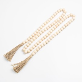Becho 1 pc 57 Inches Wood Bead Garland with Tassels Home Decor Beads Prayer Beads Farmhouse Beads Wall Hanging Decor