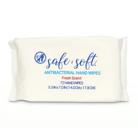 Safe & Soft Case of 16 Packs Safe and Soft Antibacterial Hand Wipes - 72 Wipes Each