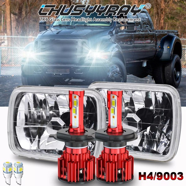 CHUSYYRAY NEW Pair 5x7 7x6 Square LED Headlights Hi-Lo For