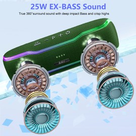 AY Bluetooth Lautsprecher Musikbox Tragbarer IPX7 Wasserdicht Bluetooth Box mit Bunten Licht und Satten Bässen, Stereo-Pairing, Eingebautes Mikrofon, 24h Akku, Perfekt für Zuhause, Draußen