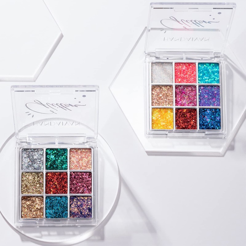 9 Colours Eyeshadow, Glitter Eyeshadow Palette, Shimmer Ultra Pigmented, Shining