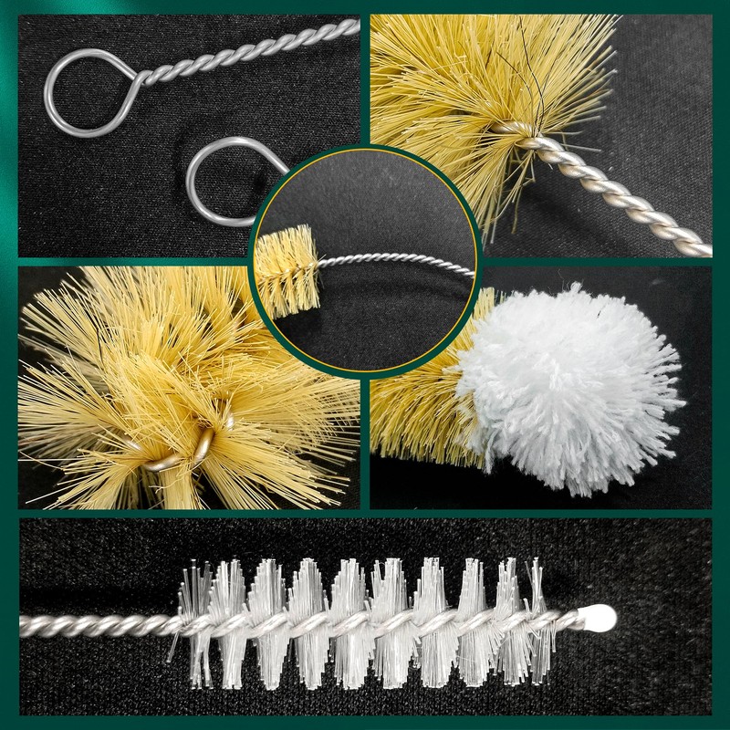 9-Pack Thin Long Handle Bottle Brushes with Boar Bristle &