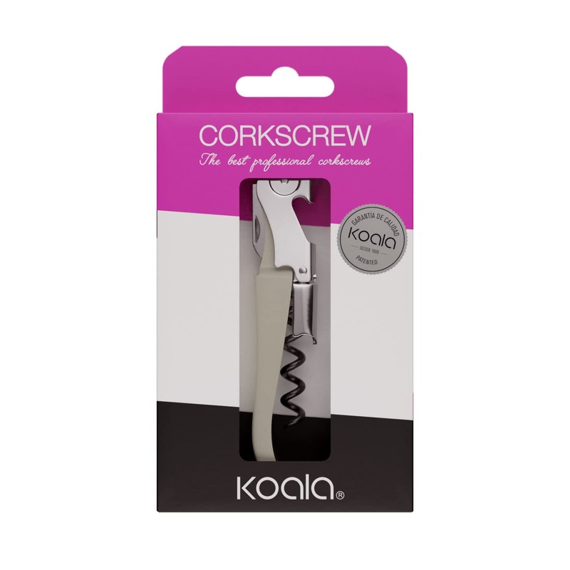 Koala Spain AC Two-Stroke Corkscrew, Stainless Steel, White
