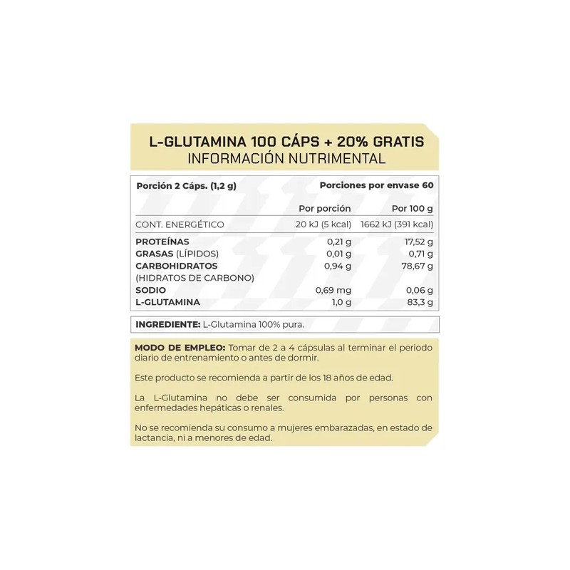 L-glutamina (100 Caps 20 Extra) Prowinner