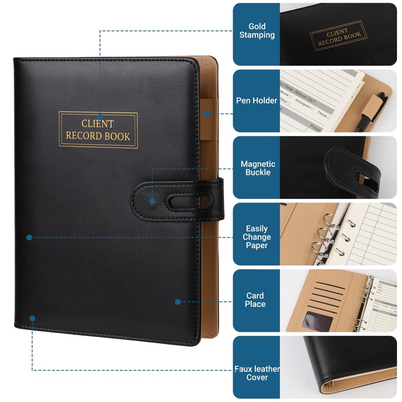 suituts Client Record Book, Hair Stylist Client Profile Book-Binder and