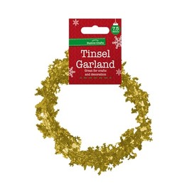 Widdle Gifts Christmas Snowflake Tinsel Garland 7.5 Metre Decoration - Gold