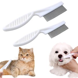 Flea Comb for Dogs Cats, Pack of 2 Flea Combs for Removing Fleas Flea Comb for Cats and Dogs Cat Dog Flea Comb Flea Comb for Fleas Pet Comb Stainless Steel for Cats and Dogs