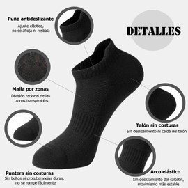 Calcetines Deportivos de Algodón 6 Pares, Calcetines Tobillero Mujer y Hombre, Calcetas Cortos Atléticos al Aire Libre Transpirables, Diseño Antifricción, para Ciclismo, Correr, Baloncesto, Gimnasio