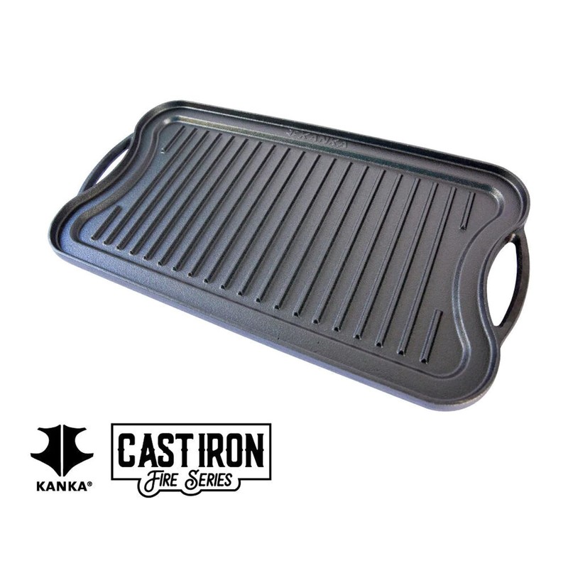 KANKA Grill Cast Iron Griddle - Extra Large Reversible Double-Sided