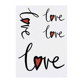 Azeeda 4 x 'Liebestext mit Herz' Temporäre Tattoos - Wasserfest, Hautfreundlich & Ungiftig · Transfers in Verschiedenen Größen (TO00077504)