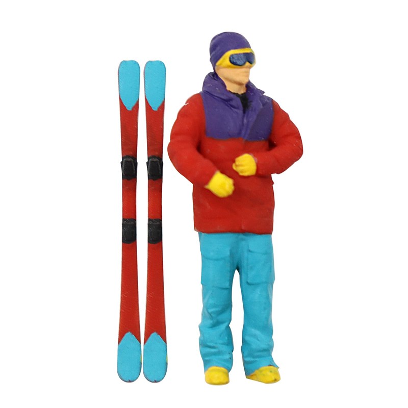 Hsthe Sea 3 Pieces Miniature Model Skiing Figures Scenario Scenes