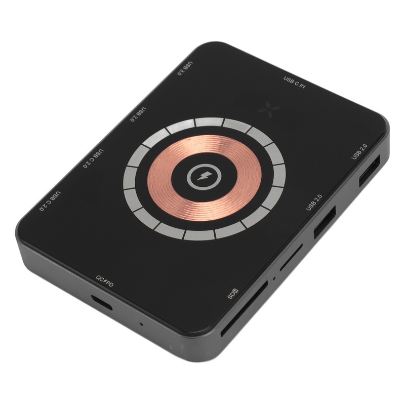 USB C Hub Magnetic Wireless Charging Storage Card Slot Aluminium