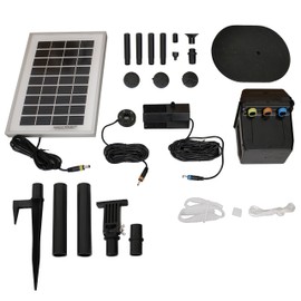 Sunnydaze Solar Water Fountain Pump and Solar Panel Kit with Battery Pack & LED Light, 79 GPH, 47-Inch Lift