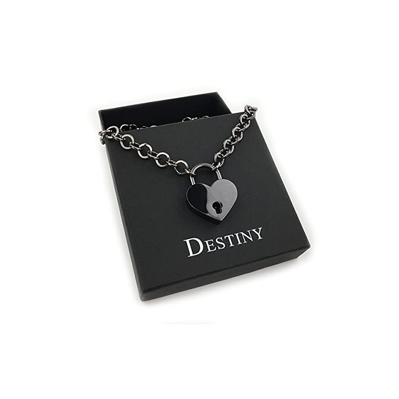 Destiny Love Padlock Choker Collar Necklace with Lock and Two