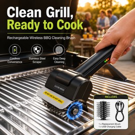 Electric Stainless Steel BBQ Brush for Grill Cleaning – Rechargeable Wireless Tool Gift for BBQ Lovers