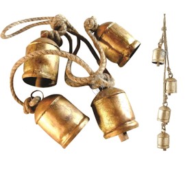 Set of 4 Shabby Chic Country Style Rustic Metal Hanging Giant Cow Bells Christmas Tree Decorations Bells