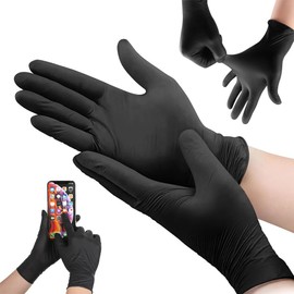 Black Nitrile Multi-Purpose Disposable Gloves, Powder Free, Extra Strong, Medical and Food Grade - Box of 100 (X-Large, 10 Boxes -1000pc)