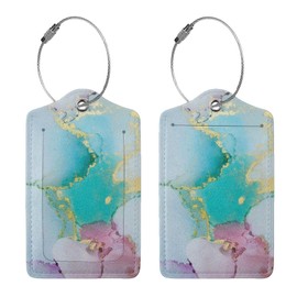 Funny Luggage Tags Stickers for suitcases Name tag Luggage Straps TSA Approved Luggage Tags for Cruise Ships Beach Vacation Essentials 2 Pack (Pink Ocean Marble)