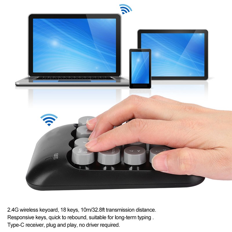 2.4G Wireless Keyboard Mini 18 Keys Numeric Keypad Comfortable Typing