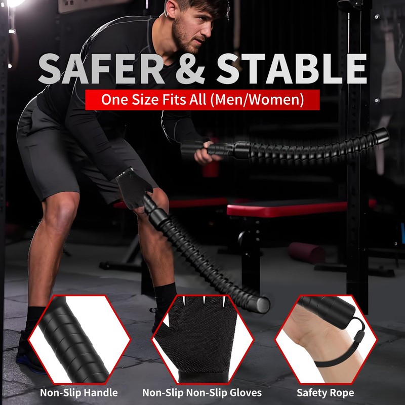 Ropeless Battle Ropes for HIIT Workouts, Cardio & Muscle Training,