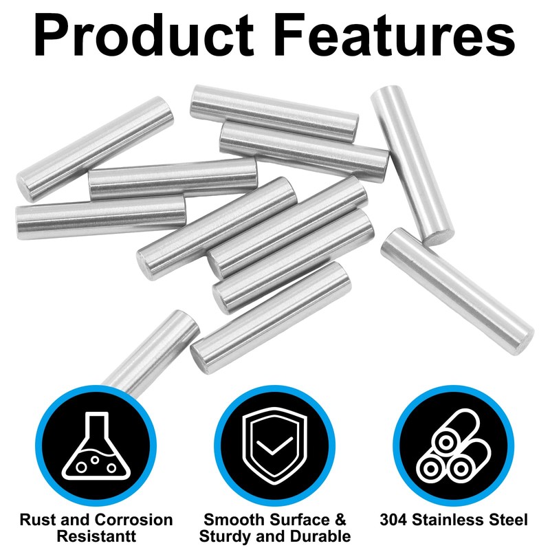 Murtenze 12 Pack 4mm x 20mm Stainless Steel Dowel Pin,