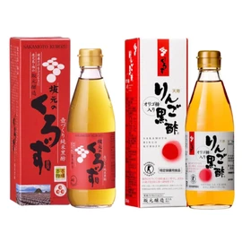 Sakamoto Kurozu Gift Set, Sakamoto Kurozu 1-Year Aged Black Vinegar and Tenju Apple Black Vinegar 360ml (Pack of 2, 1 Glass Bottle of Each), Japanese Kurozu Vinegar Gift Set from Kagoshima Prefecture, MADE IN JAPAN, Limited Stock