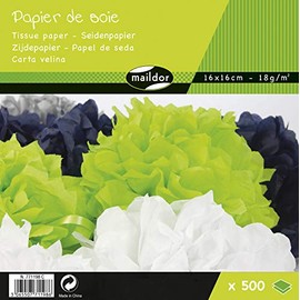 Clairefontaine - Ref 771198C - Maildor Tissue Paper (500 Sheets per Pack) - 16 x 16cm, 18gsm Paper Material - Suitable for Wrapping, Card Making & Crafting - Assorted Colours