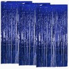NEXNEOM 3Pcs Blue Foil Curtain Backdrop Curtain 3.2ft X 6.5ft,