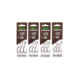 Korda - Loop Rigs Klor B 6 30lb | Barbless Carp Fishing Hook | Pre-Tied for Easy Use | 3-Pack Hook Link Sections