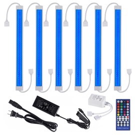 LED Dimmable Under Cabinet Lights,Hardwired Linkable Strip Lighting Fixtures with Remote Control,6 pcs Plug in 24VDC Light Bars for Kitchen Curio Liquor Bar Counter 20 Colors 18W RGBW(RGB+Daywhite)